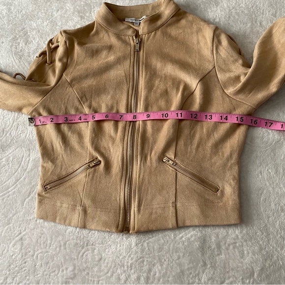 Fashion Nova Faux Suede Lace Up Sleeve Cropped Waist Jacket - Picture 5 of 10